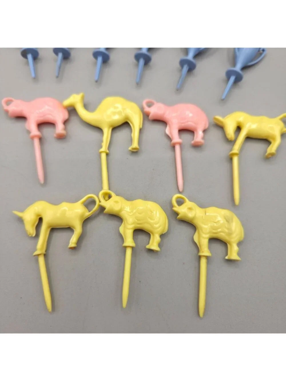 Vintage Plastic Birthday Candle Holders Flowers Trophies Animals Set Of 29
